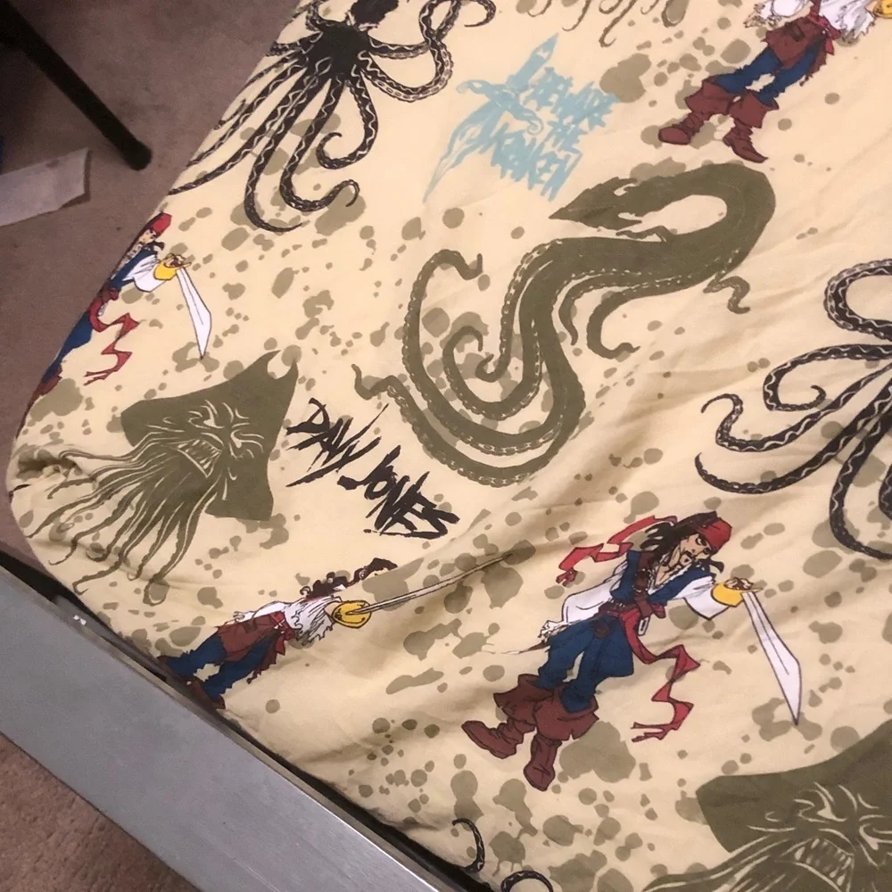 Pirate & Kraken Printed Bedding Sheet - Beige Background